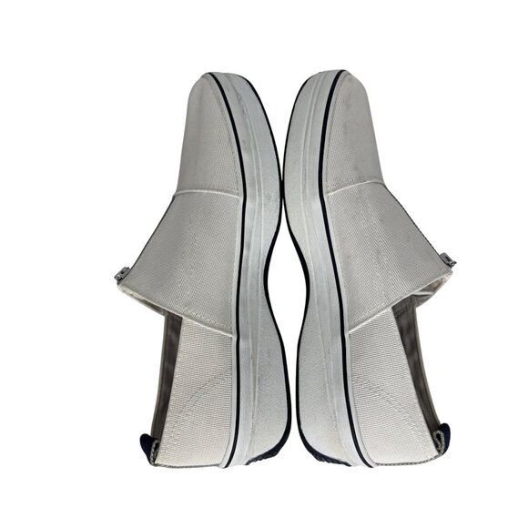Vintage Square‎ Toe Keds White Canvas Slip-On Sneakers Zipper Detail Womens Size - Picture 6 of 8